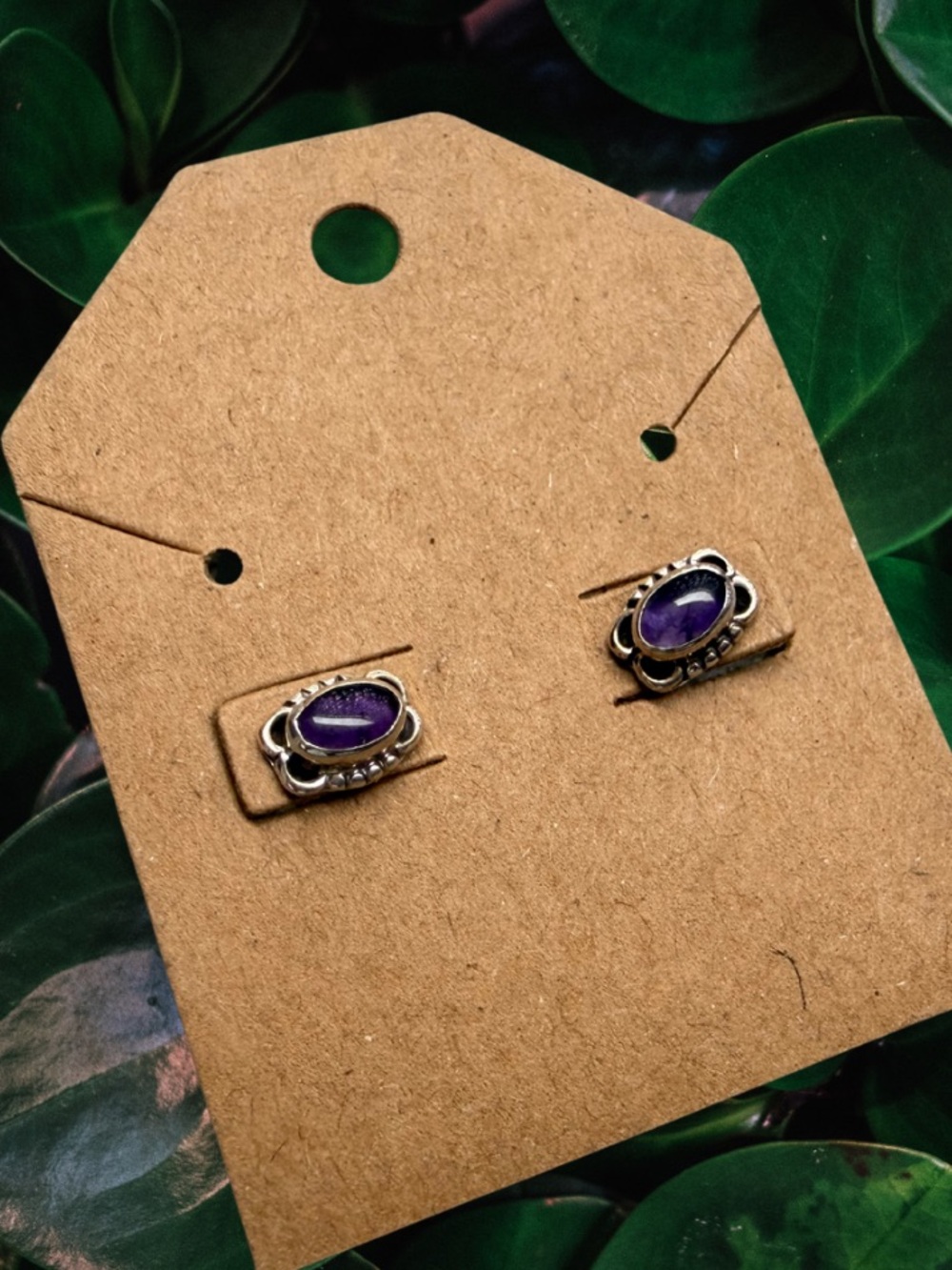 Amethyst Sterling Silver Stud Earrings | February Birthstone | Southwestern New